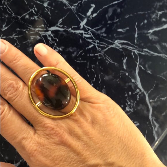 Saint Laurent gold and brown cocktail ring - Picture 1 of 6